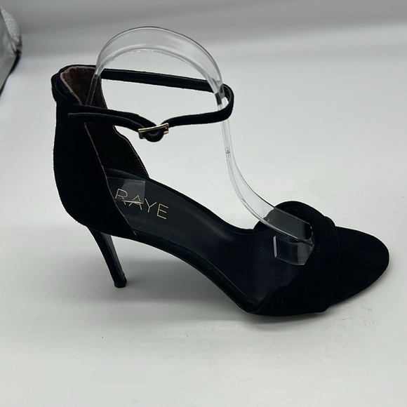 RAYE - Jennifer Black Suede Twist Open Toe Adjustable Ankle Straps Heels Size 9 - Picture 6 of 14